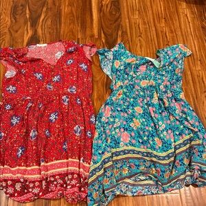 Floral Mini Dress Duo - Red and Blue